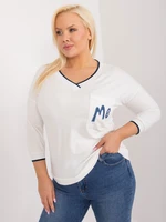 Ecru cotton blouse plus size with patch