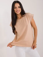 Brown T-shirt with round neckline BASIC FEEL GOOD