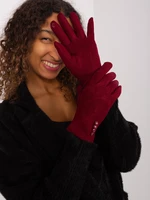 Burgundy gloves with geometric pattern