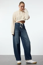 Trendyol Dark Blue High Waist Barrel Baggy Jeans