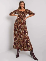 Chestnut long dress with patterns