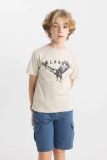 DEFACTO Boy's Crew Neck Printed Short Sleeve T-Shirt