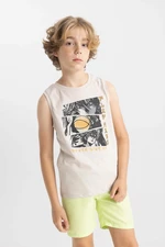 DEFACTO Boy's Crew Neck Printed Undershirt