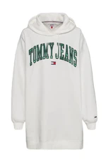 Tommy Jeans Dress - TJW COLLEGIATE LOGO HOODIE DRESS white