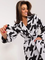 Grey and black women's houndstooth coat