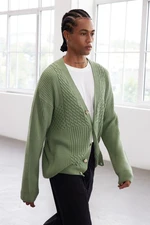 Trendyol Limited Edition Mint FL Men's Regular V Neck Hair Knit Sweater Cardigan