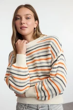 Trendyol Stone Basic Striped Crew Neck Knitwear Sweater