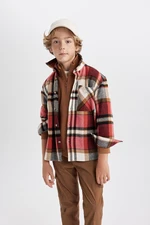 DEFACTO Boy's Oversize Fit Checked Flannel Long Sleeve Shirt