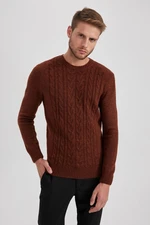 DEFACTO Standard Fit Regular Cut Hair Knitted Crew Neck Knitwear Sweater