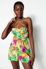 Trendyol Multicolored Floral Patterned Overalls with Woven piping