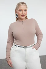 Trendyol Curve Mink Camisole Knitted Plus Size Blouse