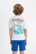 DEFACTO Boy's Crew Neck Back Printed Short Sleeve T-Shirt