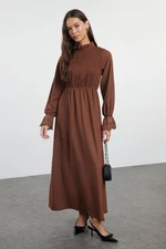 Trendyol Dark Brown Gimped Woven Dress