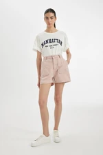 DEFACTO Mom Fit High Waist Short Leg Gabardine Shorts