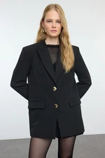 Trendyol Black Oversize Heart Button Blazer Jacket