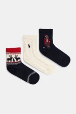 Dětské ponožky Polo Ralph Lauren 3-pack tmavomodrá barva, 442958812001