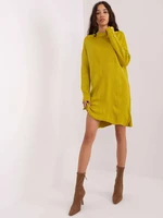 Olive knitted dress with slits