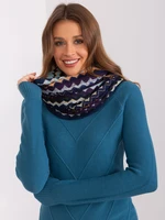 Women's navy blue openwork scarf with patterns