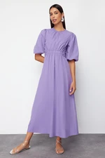 Trendyol Lilac Balloon Sleeve Cotton Woven Dress