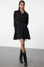 Trendyol Black Belted Mini Woven Shirt Dress