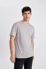 DEFACTO Men's Gray New Regular Fit Regular Cut Crew Neck Cotton Short Sleeve Basic T-Shirt