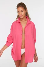 Trendyol Weave Fuchsia Shirred Beach Shirt