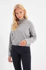 Trendyol Gray Stand Up Collar Knitwear Sweater