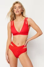 Trendyol Red Cut Out/Windowed High Waist Regular Bikini Bottom