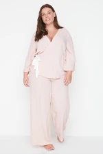 Trendyol Curve Powder Double Breasted Pajamas Set With Tie Detail Woven