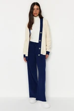 Trendyol Navy Blue Striped Cardigan-Pants Knitwear Suit