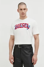 Bavlnené tričko Diesel T-JUST-N10 pánsky, béžová farba, s potlačou, A12441.0GRAI
