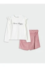 LC Waikiki Girls' Crew Neck T-Shirt and Shorts Skirt