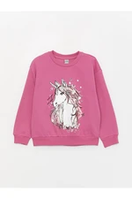 LC Waikiki Girl's Sweatshirt with Crew Neck Printed Long Sleeve