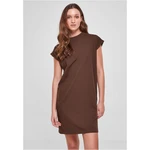 Women's tortoise dress with extended shoulder brown