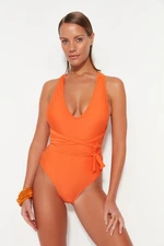 Trendyol Pomegranate Blossom V-Neck Alternative Use Regular Leg Swimsuit