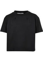 Girls' Organic Oversized Pleated T-Shirt Black