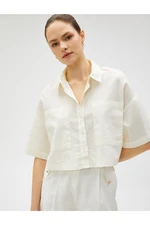 Koton Linen Blend Crop Oversize Shirt