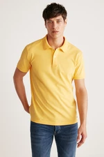 GRIMELANGE Chris Men's Regular Fit 100% Cotton Yellow Polo Neck T-shirt