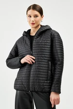 River Club Women's Black Hooded Inner Lined Water And Windproof Coat.