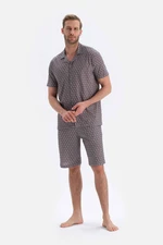 Dagi Gray Printed Shirts Shorts and Knitted Pajamas Set