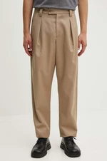 Vlnené nohavice A.P.C. pantalon renato béžová farba, rovné, WVBBF.H08428