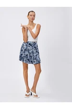 Koton Pleated Mini Skirt with Elastic Waist and Printed Letters