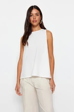 Trendyol Ecru Sleeveless Regular Crew Neck Crepe Knitted Blouse