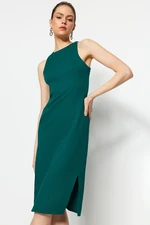 Trendyol Emerald Green Straight Cut Crew Neck Midi Pencil Skirt Woven Dress