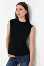 Trendyol Black Viscose/Soft Fabric Fitted Stretchy Knitted Blouse