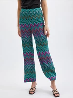 Pink and green women's patterned trousers ORSAY