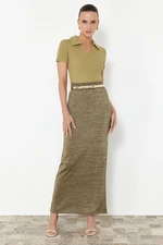 Trendyol Khaki Maxi Glitter Skirt