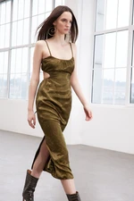 Trendyol Limited Edition Khaki Woven Satin Dress