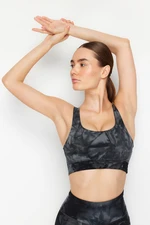 Trendyol Anthracite Brushed Soft Fabric Support/Shaping Print Knitted Sports Bra