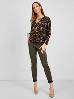 Orsay Red-Black Ladies Floral Blouse - Women